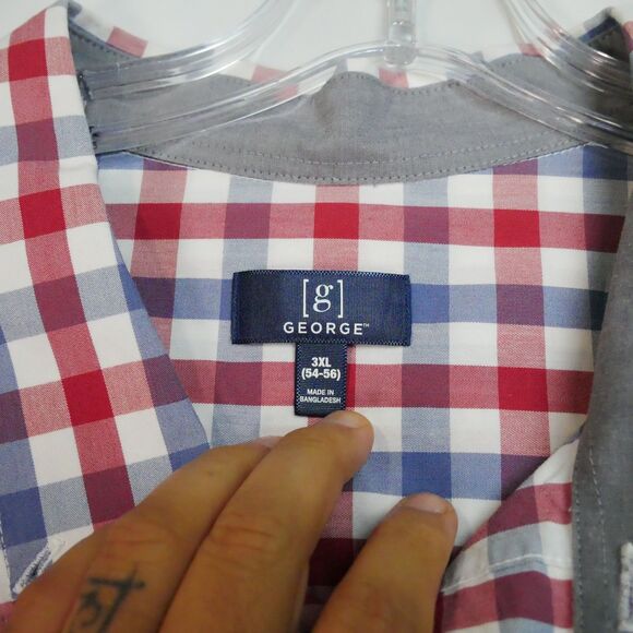 George Men’s Shirt Size 3XL Button Down Long Sleeve Classic Fit Plaid Shirt - Picture 3 of 12